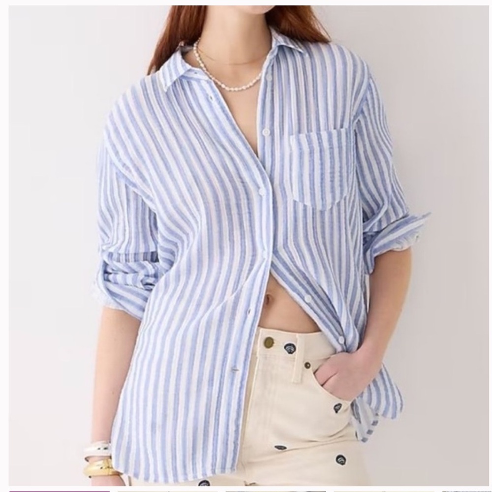 JCREW Classic-fit soft gauze shirt in stripe